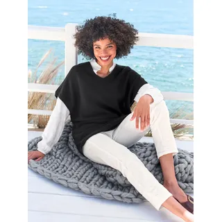 Pullunder HEINE "Pullunder", Damen, Gr. 46, schwarz, 100% Polyacryl, unifarben, Pullover Pullunder