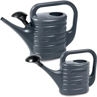 Prosperplast Gießkanne Set 1x 5L, 1x 10L mit Brausekopf, Anthrazit Kunststoff