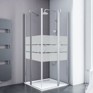Schulte Alexa Style 2.0 Eck-Duschkabine mit Drehtür 90 x 192 cm silber Motivglas