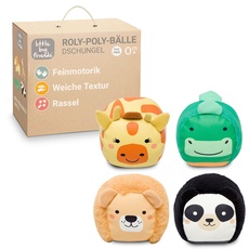 Little Big Friends Roly Poly Balls | Sensorisches Ballspielzeug für Babies, 4er Set | Dschungel-Design
