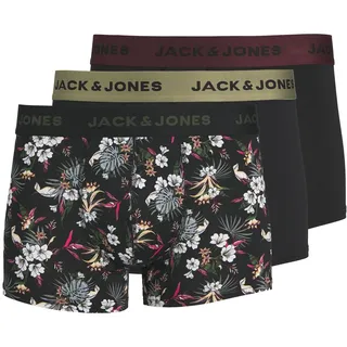 JACK & JONES Herren Jacflower Micro Fibre Pack of 3 Boxershorts, Schwarz,