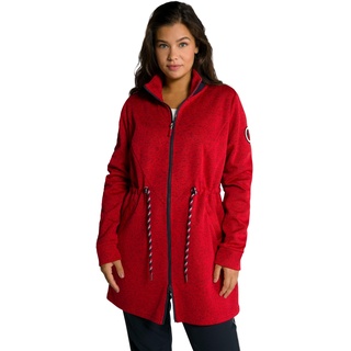 Ulla Popken Damen Strickfleece, lange Form, Stehkragen, 2-Wege-Zipper Jacke, Riot Red, 42-44