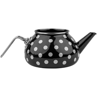 Sallys Emaille Teekanne - untere Kanne - Anthrazit gepunktet