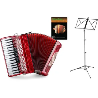 Classic Cantabile 72 Bass Akkordeon "Secondo V" Set Rot