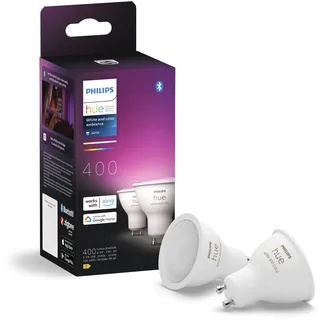 Philips Hue GU10 smarte Lampe, weißes und farbiges Licht, 2er-Pack, Bluetooth kompatibel, Sprachsteuerung mit Alexa, Apple Home und Google Assistant