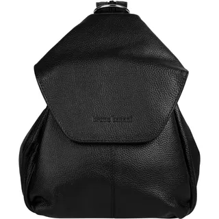 Cityrucksack BRUNO BANANI "BRUNO BANANI Damen echt Leder", Damen, Gr. B/H/T: 20cm x 27cm x 12cm, onesize, schwarz, Leder, Rindsleder, leicht glänzend, unifarben, Rucksäcke Cityrucksack, echt Leder