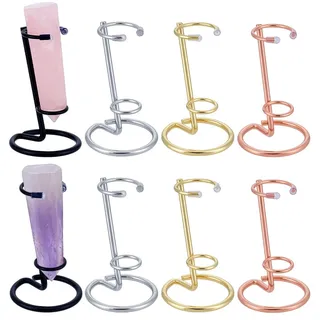 NBEADS 8 Stück 4 Farben Ständer für Kristallstäbe, Zauberstab Display Ständer Crystal Wand Display Stand Eisen Arme Display-Ständer für Kleine Edelsteine Kristall Mineral Achat, 9.7x6.05cm