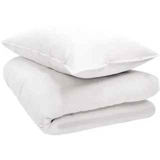 schlafgut Knitted Jersey Bettwäsche Set – 1 Bettbezug 135x200 cm & 1 Kissenbezug 40x80 cm, 95% Bio-Baumwolle 5% Elasthan, Made in Green by Oeko Tex, Full-White