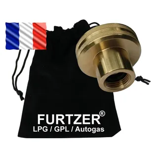 LPG GPL Autogas Tankadapter DISH Gasflaschen Propangas kurz Adapter mit Stoffbeutel by Furtzer® Perfekt für Gasflaschen Frankreich!