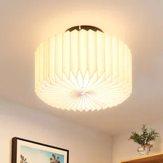 ZMH Deckenlampe Schlafzimmer Deckenleuchte Vintage - Weiß Küchelampe Papier Rund Lampenschirm Design Retro Flurlampe G9 Fassung Schlafzimmerlampe für Flur Küche Wohnzimmer (Ohne Leuchtmittel)