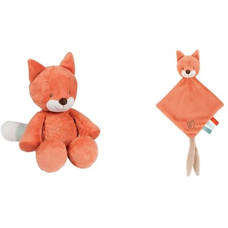 Nattou Kuscheltier Fuchs Oscar, Wegbegleiter ab der Geburt, Höhe : 28 cm, Fanny und Oscar, Orange & Mini-Schnuffeltuch Fuchs Oscar mit Befestigung für Schnuller, 21 x 39, Fanny und Oscar, Orange