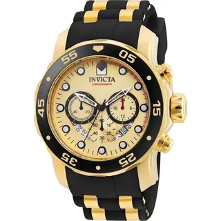 Invicta Pro Diver - SCUBA 17566 Herren uhr - Wasserdicht - Analog - Quarzuhrwerk - Edelstahl mit goldenen zifferblat - 48mm - Gold