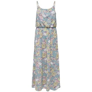 ONLY Damen Onlwinner S/L Maxi Dress Noos Ptm, Stone Blue/Aop:tea Floral, 32