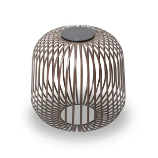 LUUK Studio Outdoor LED Solar Laterne, Terrassenlampe mit Solar- und USB-Aufladung, wetterfest IP65, mobile Außenbeleuchtung für Garten und Balkon, minimalistische Deko für draußen, Walnuss Braun