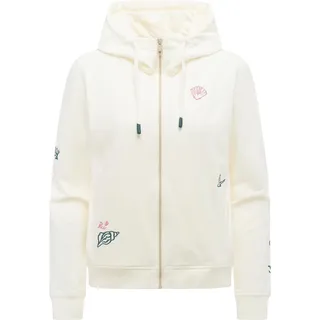 Sweatjacke RAGWEAR "Sweatjacke Parya Embro", Damen, Gr. XL, beige (ivory), Obermaterial: 95% Baumwolle CO. 5% Elasthan EL., Sweatjacken Sweatjacke