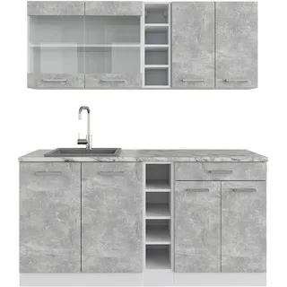 Vicco Küchenzeile R-Line 180 cm weiß/beton