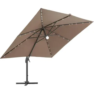 Ambia Garden Ampelschirm , Anthrazit, Taupe , Textil , 300x300 cm , 360° drehbar, LED-Beleuchtung , Sonnenschutz, Sonnenschirme