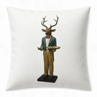 Ambia Home Zierkissen , Braun , Textil , Hirsch , Füllung: Polyester,Polyester , 45x45 cm , pflegeleicht , Heimtextilien, Wohntextilien, Kissen, Zierkissen