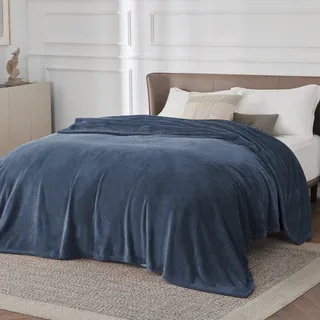 BEDSURE Kuscheldecke Flauschig Decke Fleecedecke - Wohndecke Warm Weich, Sofadecke Kleine, Decke Couch Blanket, Kuscheldecke Kinder, Wohn- & Kuscheldecken 220x240cm, Sofa überwurfdecke Grau Blau