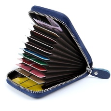 AirZyx Kreditkartenetui Damen Leder RFID Schutz Reißverschluss (Blau)