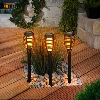 esotec Solarfackel Solarstecker Solarleuchte Lorenzo im 3er-Set outdoor 102315