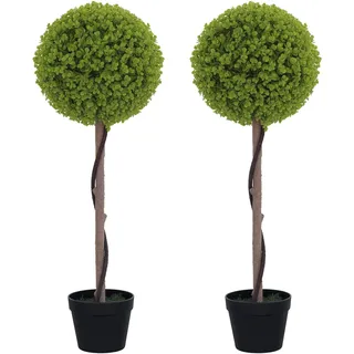 Homcom 2er-Set Künstlicher Eukalyptus, 90 cm Zimmerpflanze, Kunstpflanze im Topf, große Dekorative Pflanzen für Zuhause, Büro, Flur, Garten, Grün