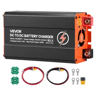 Vevor DC-DC Batterieladegerät mit MPPT 350 W 30 A, Ladebooster Dual-Eingang für Solarpanel/Lichtmaschine, Laden für LiFePO4-Bleiakkus, 12 V/24 V-12 V/24 V, für Wohnmobil Notstromversorgung zu Hause