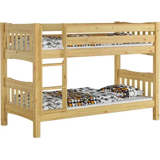 Etagenbett Kiefer Massivholzbett 90x200 Stockbett Hochbett Zubehör wählbar V-60.15-09Ni70 ohne Zubehör - Naturbelassen