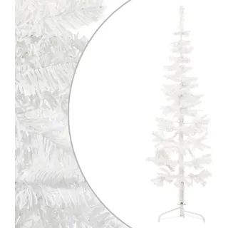 The Living Store Künstlicher Halb-Weihnachtsbaum mit Ständer Schlank Weiß 150 cm - Weiß