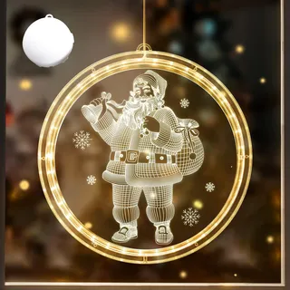 DAZZTIME Weihnachtsbeleuchtung,Fensterdeko Weihnachten Beleuchtet,Weihnachtsdeko Fenster Beleuchtet,Weihnachten Dekorative Fenster Licht,Hängende Fenster Leuchte mit Saugnapf,für Zimmer Garten Balkon