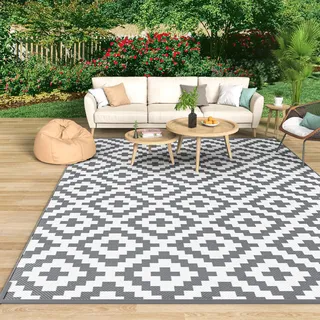 MOKANI Outdoor Teppich Wetterfest 120 x 180cm, Plastik Camping Teppich | Kunststoff Stroh Reversible Matte UV-beständig Camping Patio Balkonteppich Wasserdichter Außenbereich für Balkon Terrasse