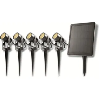 SIMON LED Solarstrahler, IP65, 3000K, 5W, 70lm pro Leuchte, 5 ́er Set, 5 x 1W