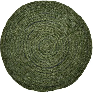 Ethno Boho Deko Jute Teppich Abrila Rund 80cm Grün