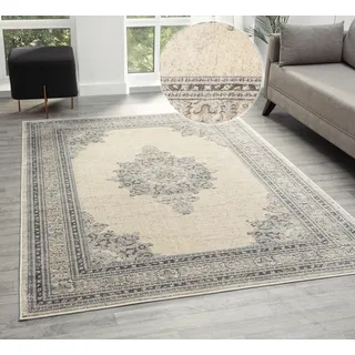 Teppich OTTO HOME "Banli, Vintage-Look, Orient-Optik", grau (hellgrau), B:240cm H:9mm L:320cm, Kunstfaser, Teppiche, Teppich, dezenter Glanz, Schrumpf-Garn-Effekt, Wohnzimmer, Schlafzimmer