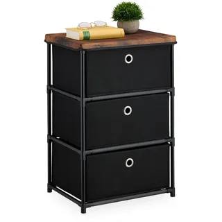 Relaxdays Kommode 65 x 43 x 33 cm Schwarz/Braun