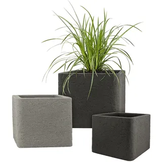 Pflanzwerk® Pflanzkübel Kunststoff Cube Lava Grau 34x40x40cm Blumentopf *Frostbeständige Blumenkübel* *2 Jahre GARANTIE* *Premium Pflanzenkübel Qualität*
