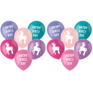 Folat 27509 Pferd Geburtstag Deko Rosa - Latexballons - Happy Horse - 33 cm - 6 Stück - Pferdparty Dekoration (Packung mit 2)