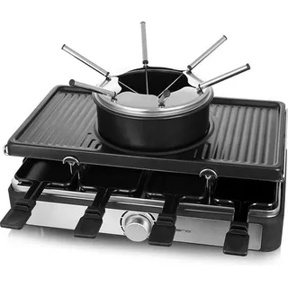 EMERIO RG-124930 Raclette-Fondue-Kombination schwarz für 8 Personen