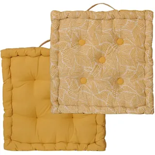 Atout Ciel Bodenkissen, 40 x 40 cm, mit Henkel, gelb, Bedruckt/einfarbig, quadratisch