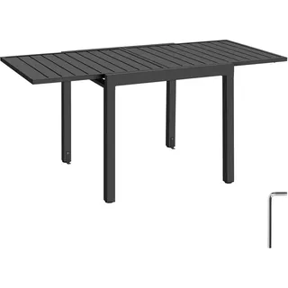 tectake Gartentisch aus Aluminium Campos, 80–160 x 80 x 75 cm, dunkelgrau , Dunkelgrau , Metall , Patchwork , Rechteckig , 160x75x80 cm , Gartenmöbel, Gartentische