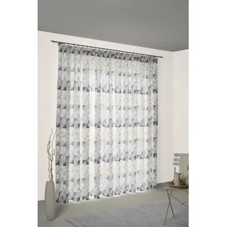Vorhang WIRTH "Berlare", grau (hellgrau), B:132cm H:385cm, Jacquard, Baumwolle, Polyester, Gardinen, Vorhang