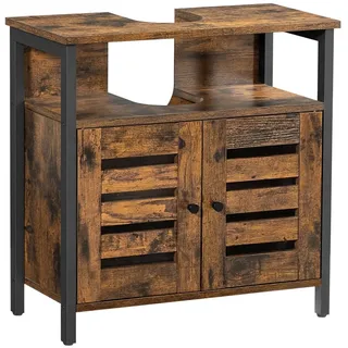 VASAGLE Waschbeckenunterschrank 60 cm x 30 cm x 60 cm Braun-Schwarz