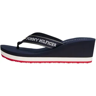 Tommy Hilfiger Damen Flip Flops Summer Sandal mit Keilabsatz, Blau (Space Blue), 41