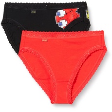 sloggi Damen 24/7 Weekend Pacman Tai C2P Slip, Red - Dark Combination, 40