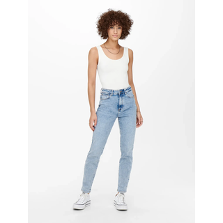 High-waist-Jeans ONLY "ONLEMILY – Ankle-Jeans mit High Waist und geradem Schnitt", Damen, Gr. 27, Länge 34, blau (light blau denim), Denim/Jeans, Obermaterial: 99% Baumwolle, 1% Elasthan, unifarben, schmal knöchellang, Jeans High-waist-Jeans, helle Waschung für einen ausgewaschenen und helleren Denim-Look