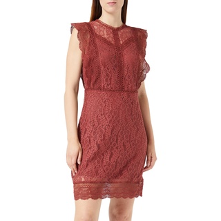 ONLY Damen Onlnew Karo Sl Lace Above Knee Dresswvn, Apple Butter, XS