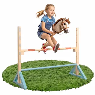 Relaxdays Hobby Horsing Hindernis, Sprunghürde höhenverstellbar, Agility Hürde, HBT: 72x91x33 cm, Kinder, Holz, bunt