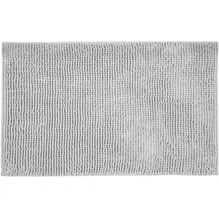Allstar Badematte Chenille, waschbar, Anti-Rutsch Matte für einen sicheren Stand im Badezimmer, weicher Hochflor Badteppich aus 100% Polyester, schnelltrocknend und hygienisch, 50 x 80 cm, Hellgrau