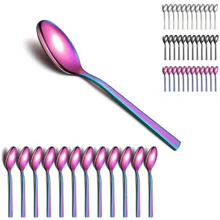 Berglander Regenbogen-Suppenlöffel 12 Stück, Edelstahl Tafellöffel, Suppenlöffel, Dessertlöffel, geeignet für das tägliche Leben und alle Arten von Zusammenkünften, spülmaschinenfest