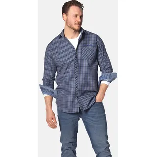 Langarmhemd JAN VANDERSTORM "Hemd BJORNMAN", Herren, Gr. 4XL, weit, blau (blau kariert), Obermaterial: 100% Baumwolle CO., Hemden Langarmhemd